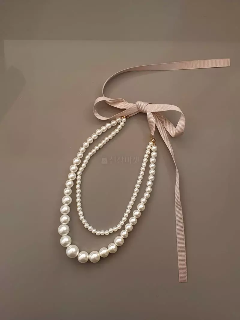 Blancchouette - Korean Women Fashion - #vintageinspired - Ribbon 3 Necklace - 3