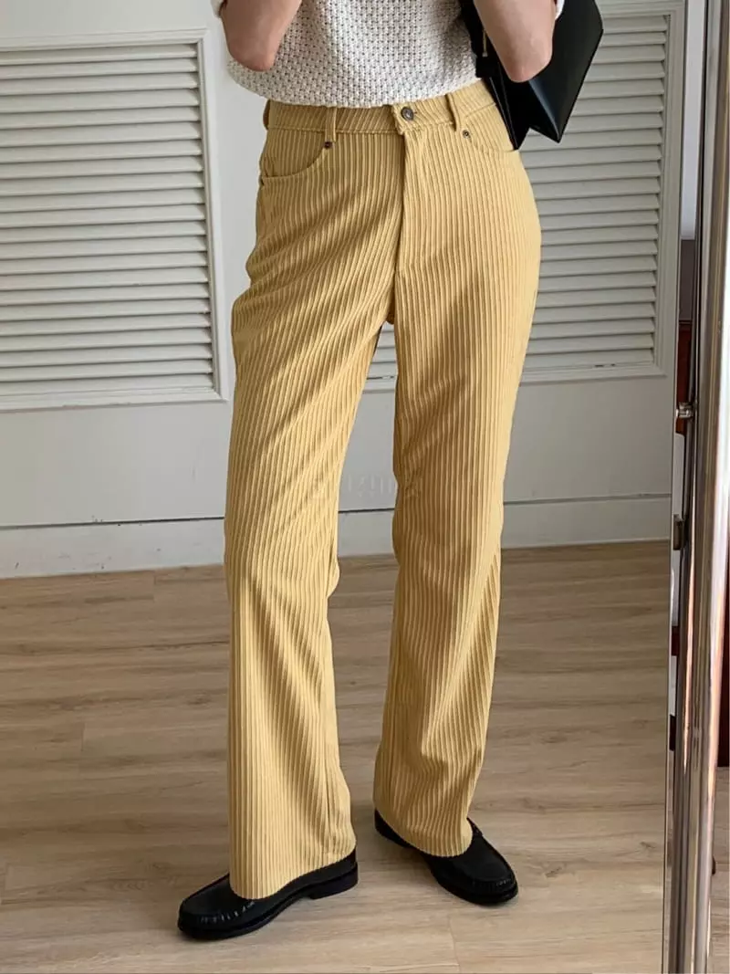 Bold - Korean Women Fashion - #momslook - Rib Bootscut Pants