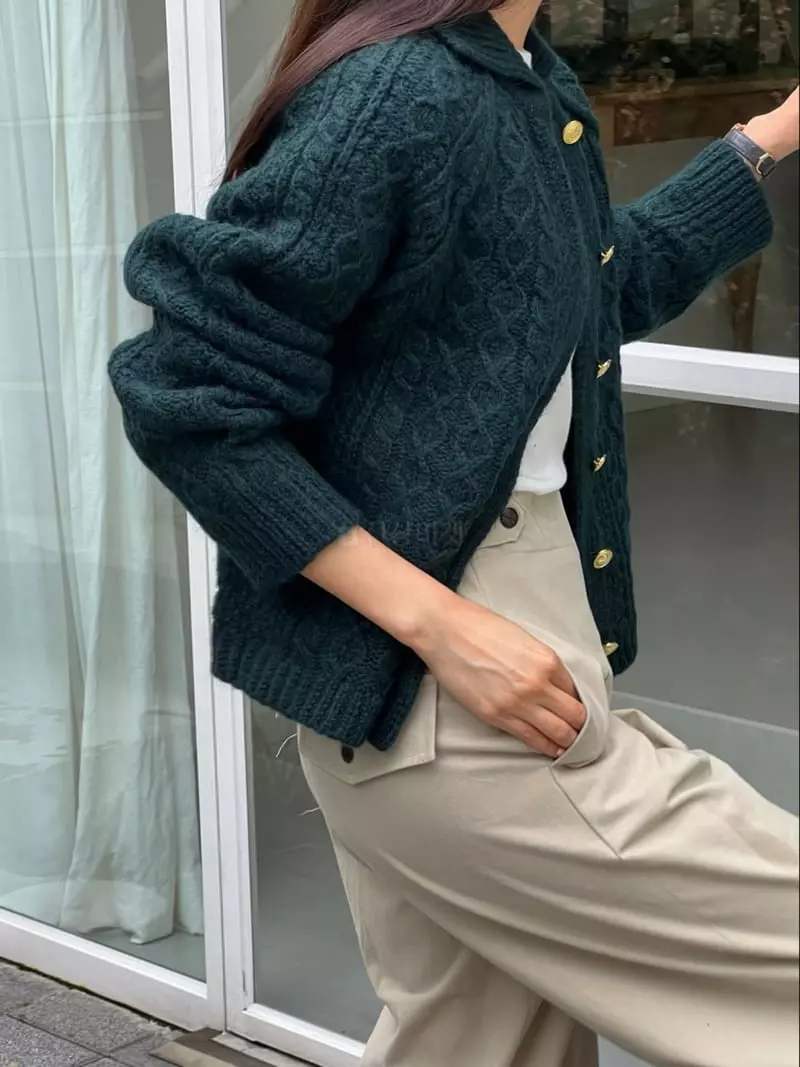 Bold - Korean Women Fashion - #romanticstyle - Vintage Cardigan - 7