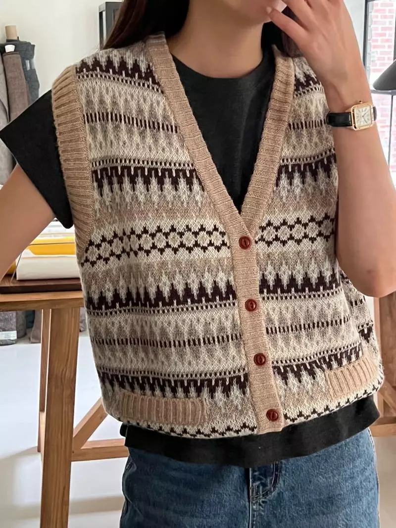 Bold - Korean Women Fashion - #womensfashion - Vintage Color Vest - 4