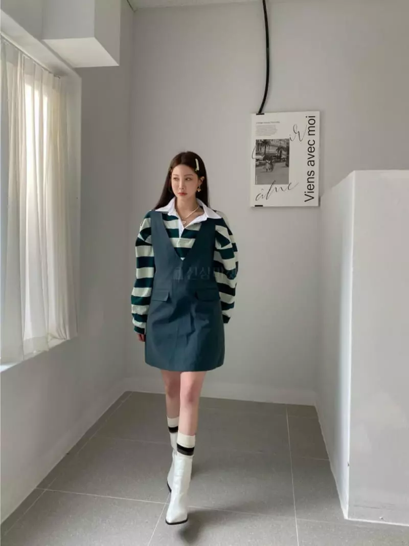 Bplan - Korean Women Fashion - #momslook - Tom Collar Tee - 2