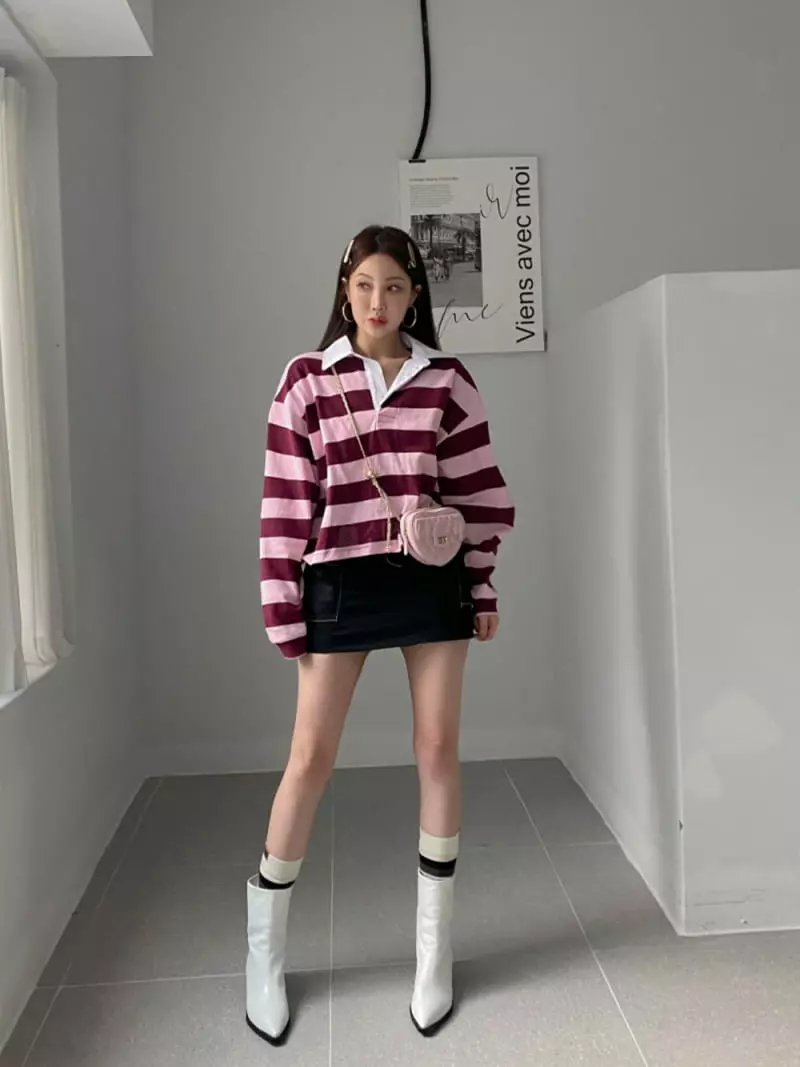 Bplan - Korean Women Fashion - #momslook - Tom Collar Tee - 3