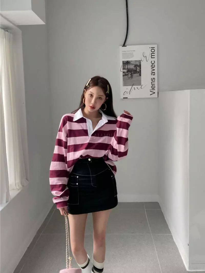 Bplan - Korean Women Fashion - #vintageinspired - Tom Collar Tee - 5