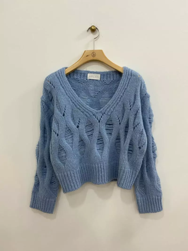 Bplan - Korean Women Fashion - #womensfashion - Fisher V Knit Tee