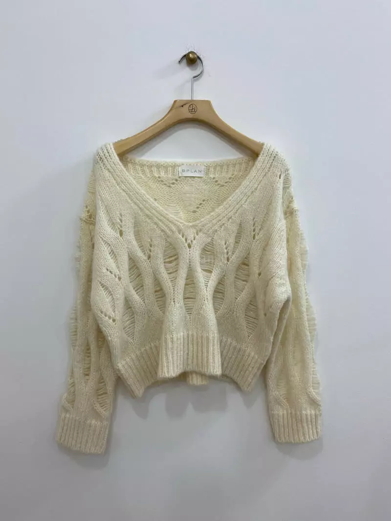 Bplan - Korean Women Fashion - #womensfashion - Fisher V Knit Tee - 3