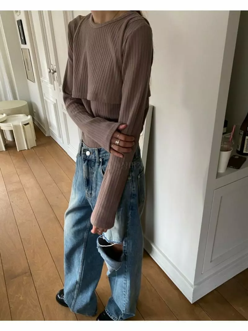 Breathe - Korean Women Fashion - #momslook - Layered Sweatshirt - 10
