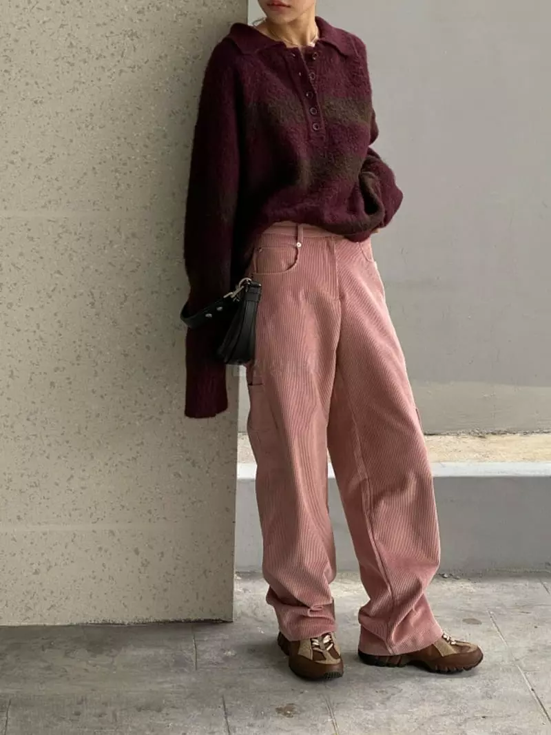 Breathe - Korean Women Fashion - #restrostyle - Wave Henry Neck Knit Tee - 3