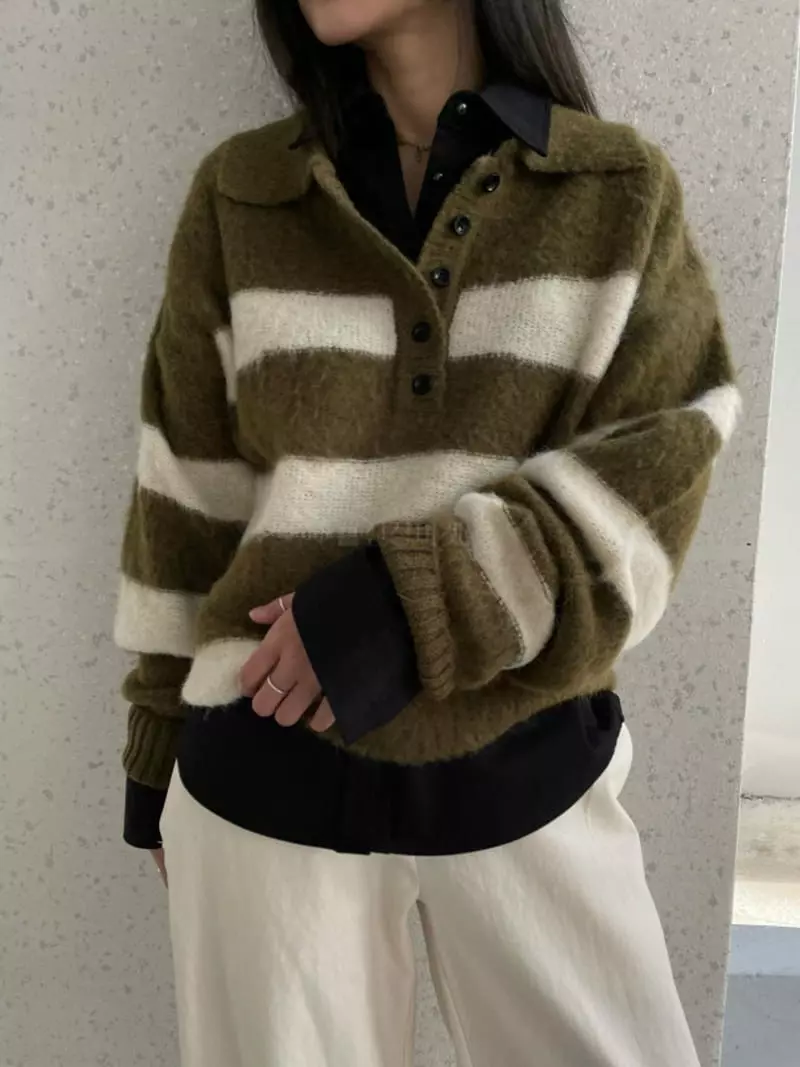 Breathe - Korean Women Fashion - #thelittlethings - Wave Henry Neck Knit Tee - 7