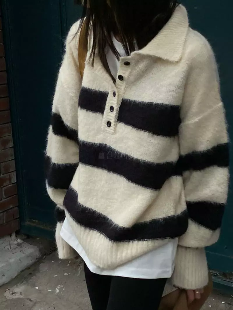Breathe - Korean Women Fashion - #womensfashion - Wave Henry Neck Knit Tee - 9