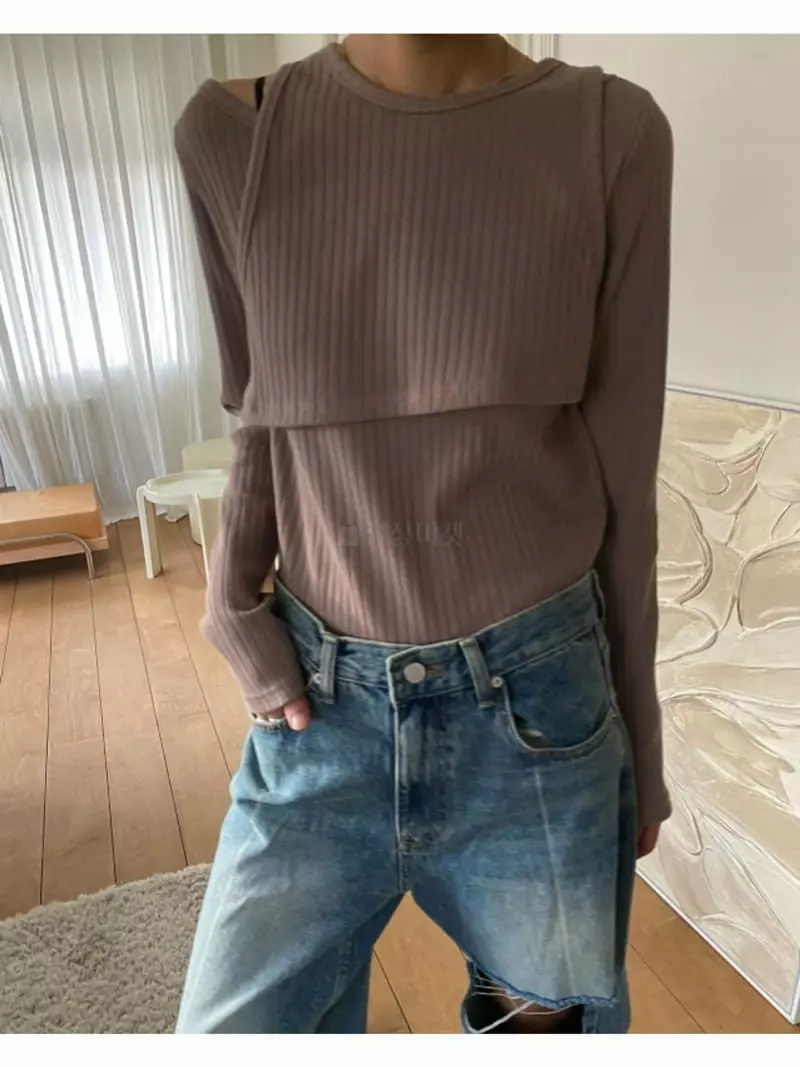 Breathe - Korean Women Fashion - #womensfashion - Layered Sweatshirt - 11