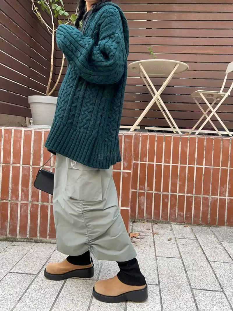 Bricklane - Korean Women Fashion - #momslook - Cable Hoody Knit Tee - 6