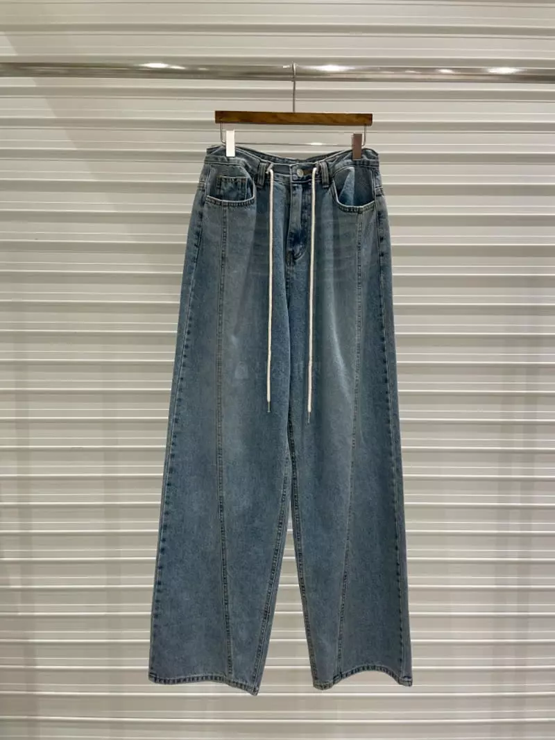 Bricklane - Korean Women Fashion - #momslook - Slit String Jeans - 7