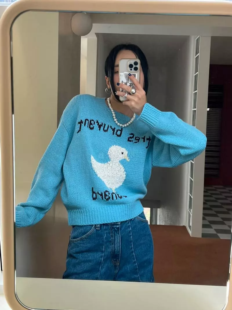 Bricklane - Korean Women Fashion - #momslook - Duck Knit Tee