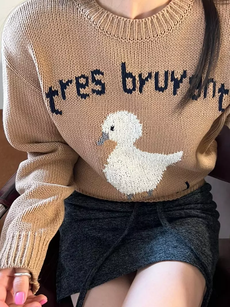 Bricklane - Korean Women Fashion - #momslook - Duck Knit Tee - 12