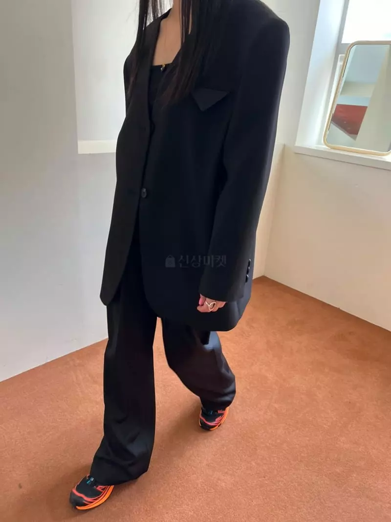 Bricklane - Korean Women Fashion - #momslook - Boxy No Collar Jacket - 5