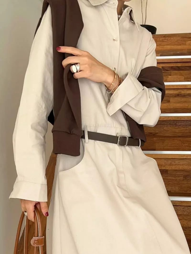 Bricklane - Korean Women Fashion - #momslook - Low Belt One-piece - 7