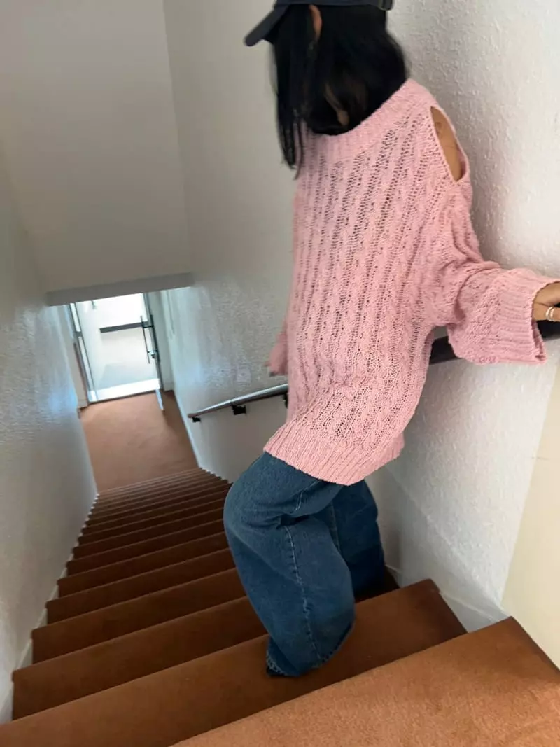 Bricklane - Korean Women Fashion - #momslook - Hole Knit Tee - 10