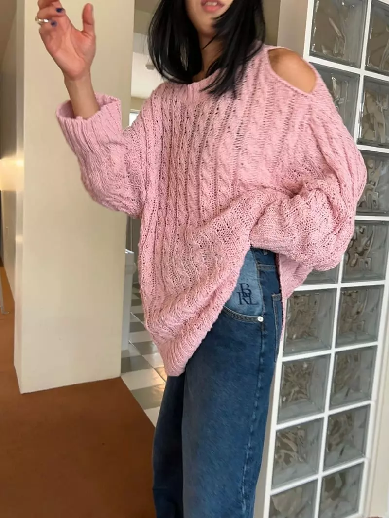 Bricklane - Korean Women Fashion - #momslook - Hole Knit Tee - 8