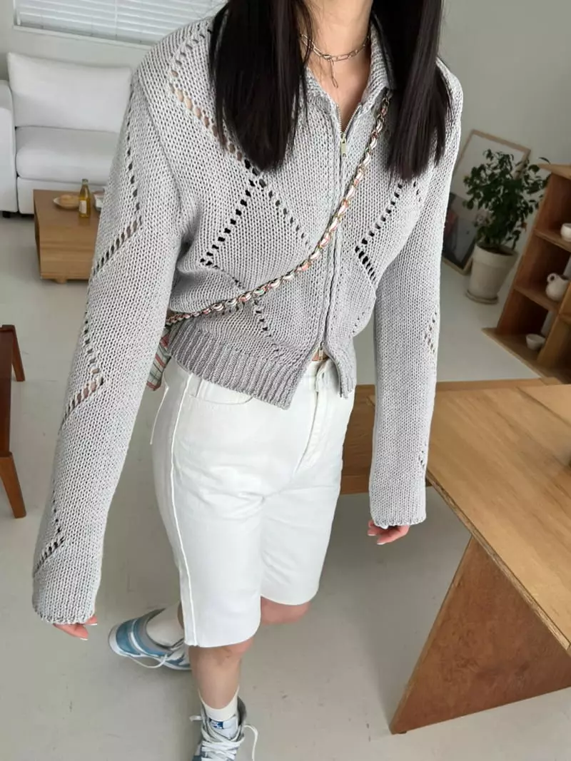 Bricklane - Korean Women Fashion - #vintagekidsstyle - Scsi Zip Up Knit Tee - 4