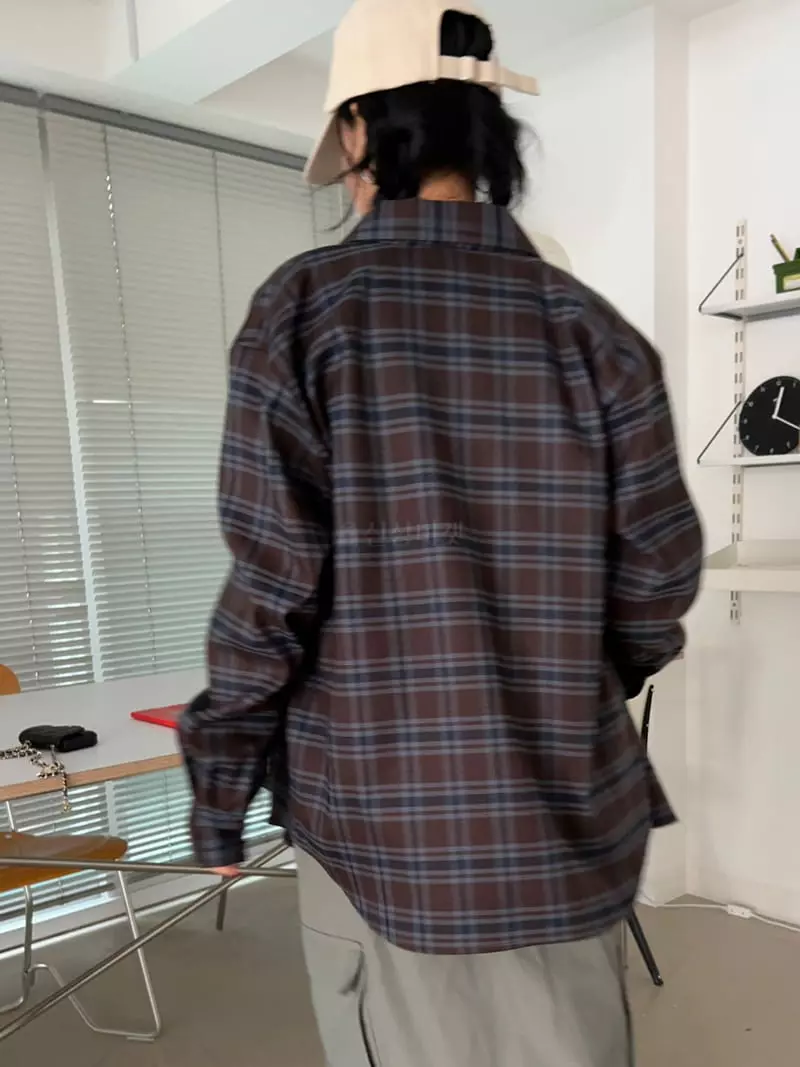 Bricklane - Korean Women Fashion - #vintagekidsstyle - Fleece Check Shirt - 4