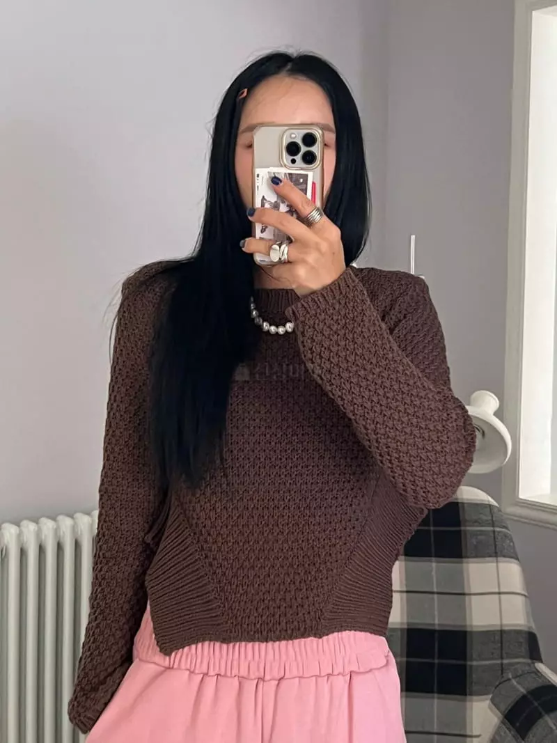 Bricklane - Korean Women Fashion - #romanticstyle - Waist Round Knit Tee - 10