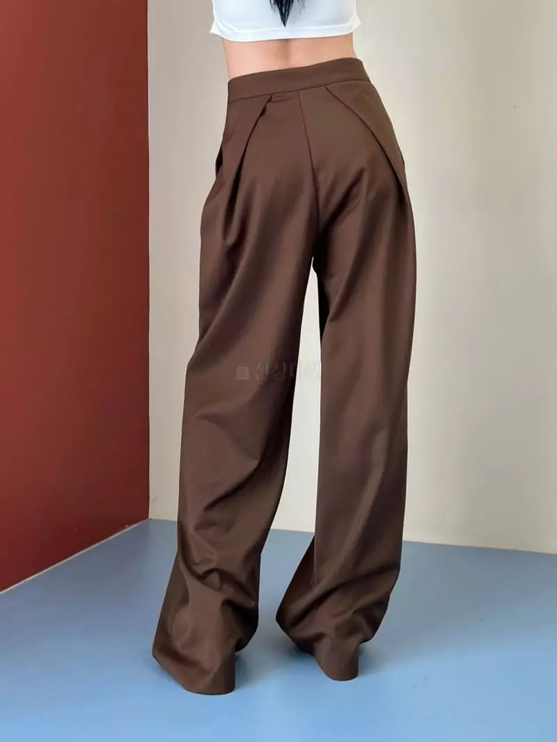 Bricklane - Korean Women Fashion - #romanticstyle - Tuck Wrinkle Pants - 3