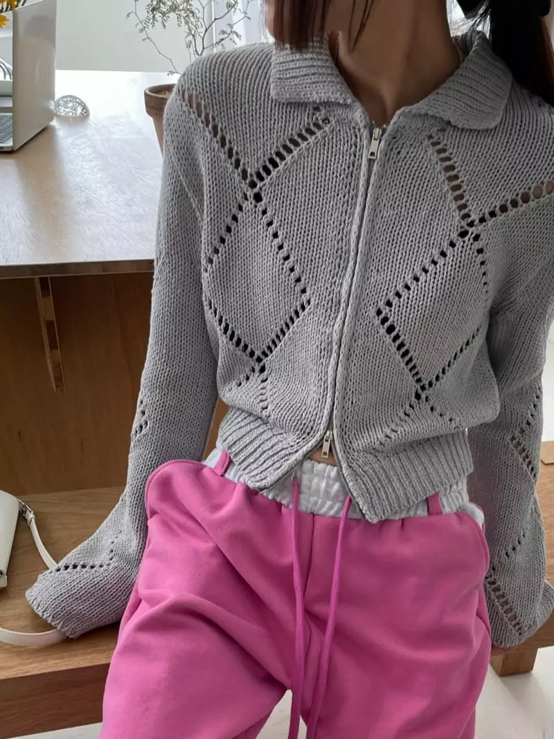 Bricklane - Korean Women Fashion - #romanticstyle - Scsi Zip Up Knit Tee - 6