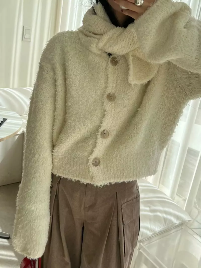 Bricklane - Korean Women Fashion - #shopsmall - Turtleneck Cardigan - 3