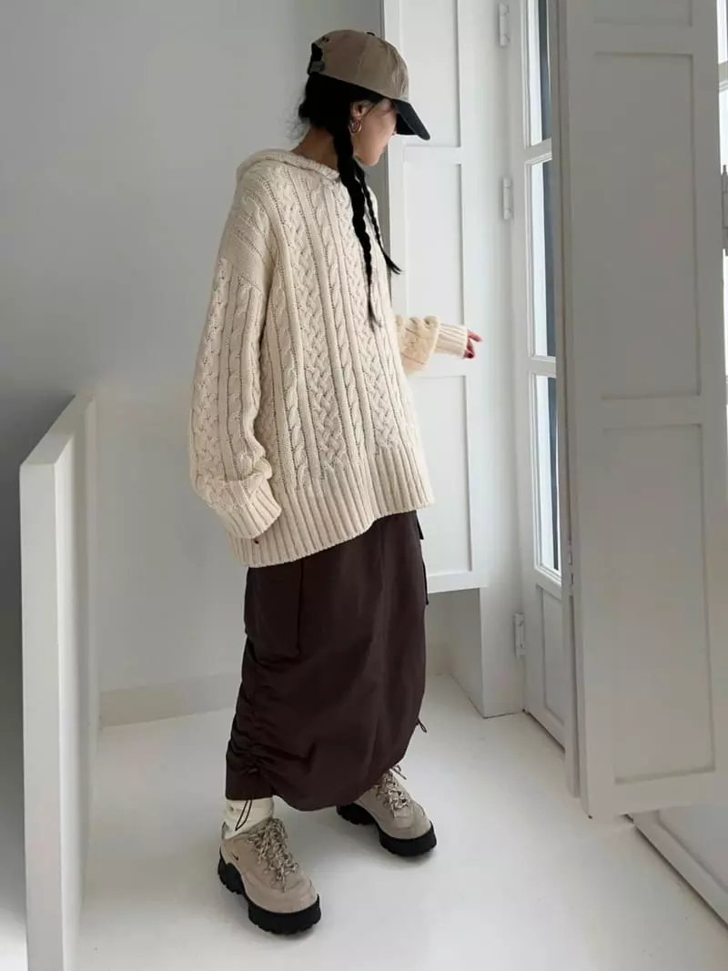 Bricklane - Korean Women Fashion - #shopsmall - Cable Hoody Knit Tee