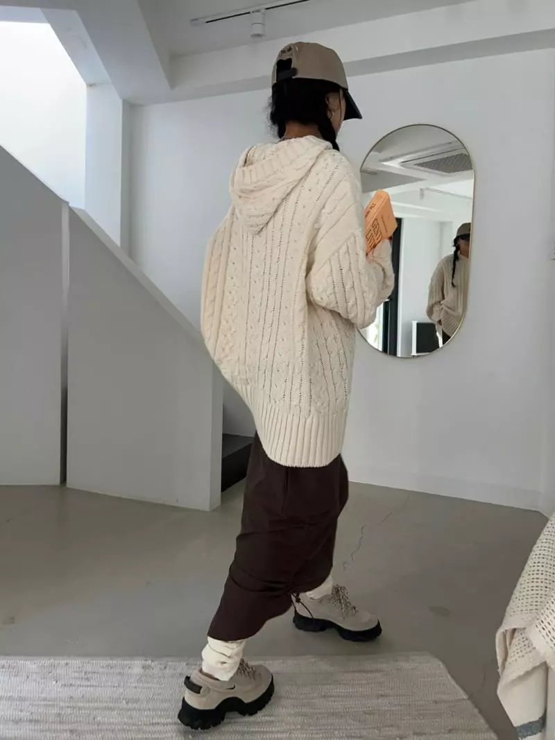 Bricklane - Korean Women Fashion - #thelittlethings - Cable Hoody Knit Tee - 3