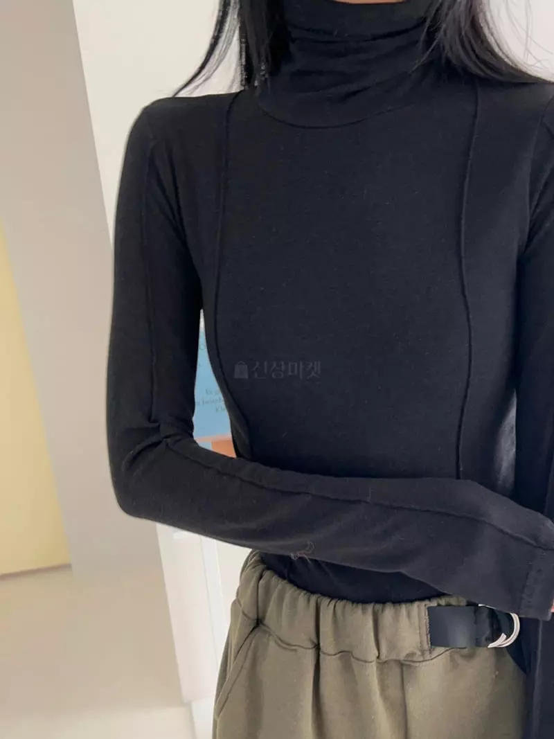 Bricklane - Korean Women Fashion - #vintagekidsstyle - Point Turtleneck Tee - 2