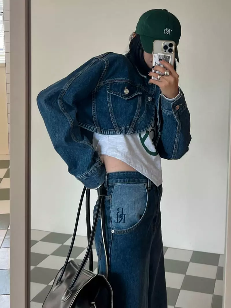 Bricklane - Korean Women Fashion - #womensfashion - Crop Denim Jacket - 6