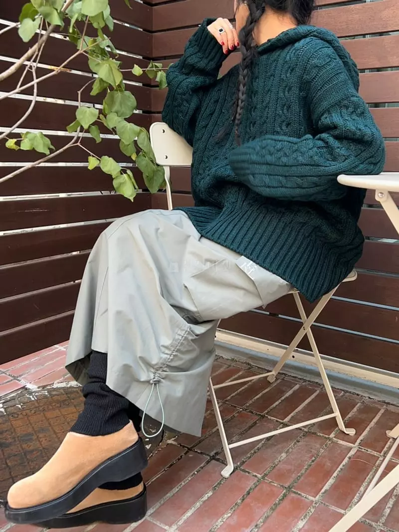 Bricklane - Korean Women Fashion - #womensfashion - Cable Hoody Knit Tee - 5