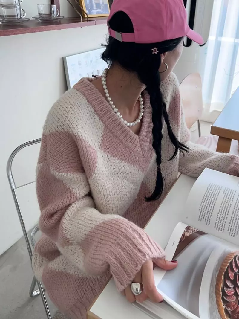 Bricklane - Korean Women Fashion - #womensfashion - Chess Knit Tee - 9