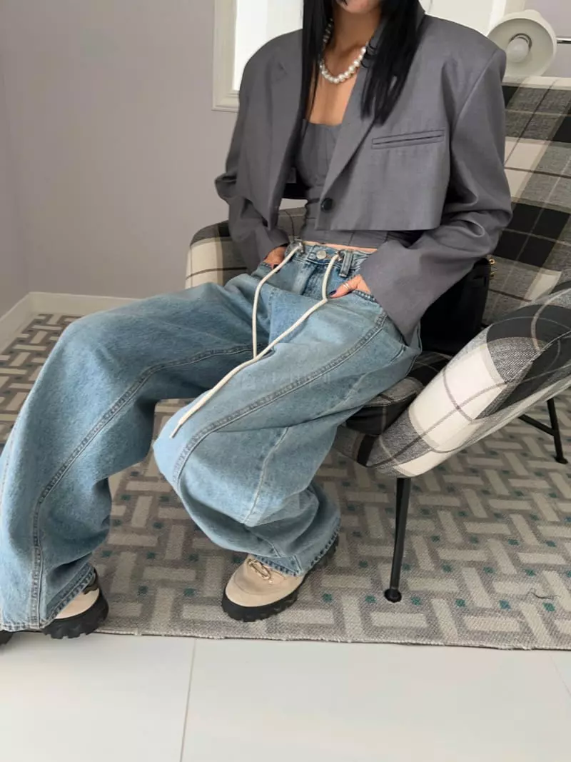 Bricklane - Korean Women Fashion - #womensfashion - Slit String Jeans - 6