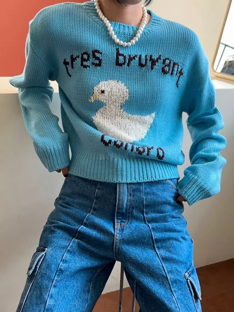 Bricklane - Korean Women Fashion - #womensfashion - Duck Knit Tee - 2
