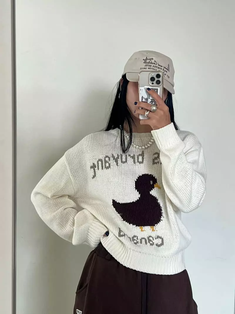 Bricklane - Korean Women Fashion - #momslook - Duck Knit Tee - 4