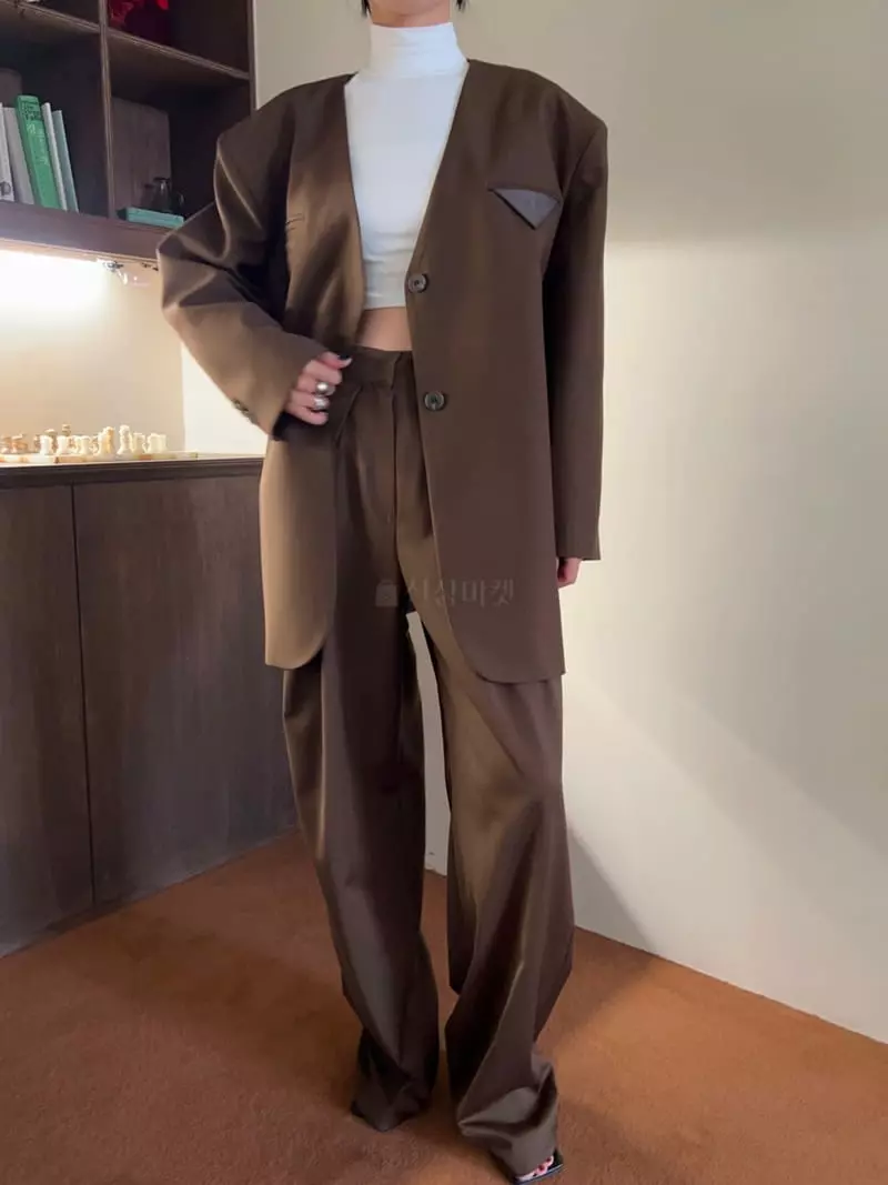 Bricklane - Korean Women Fashion - #womensfashion - Boxy No Collar Jacket - 2