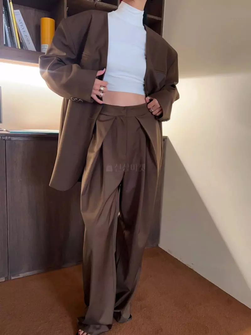 Bricklane - Korean Women Fashion - #momslook - Boxy No Collar Jacket - 4