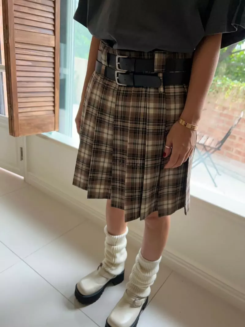 Bricklane - Korean Women Fashion - #womensfashion - Low Check Skirt