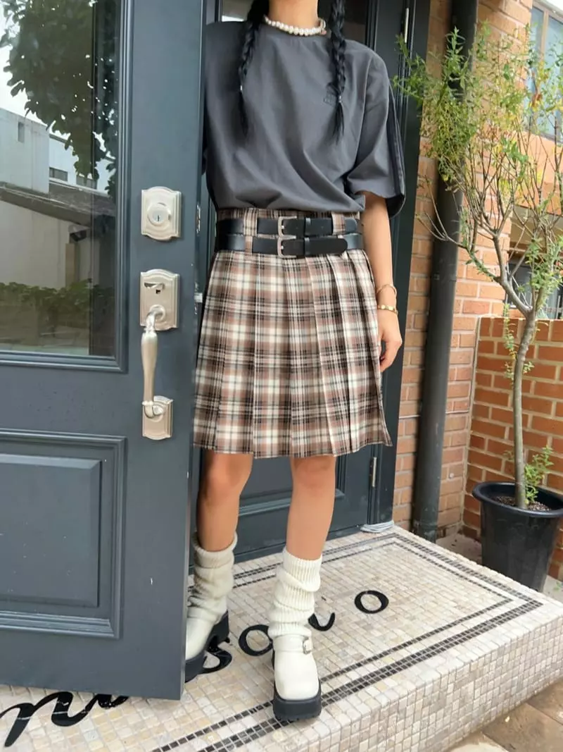 Bricklane - Korean Women Fashion - #womensfashion - Low Check Skirt - 5