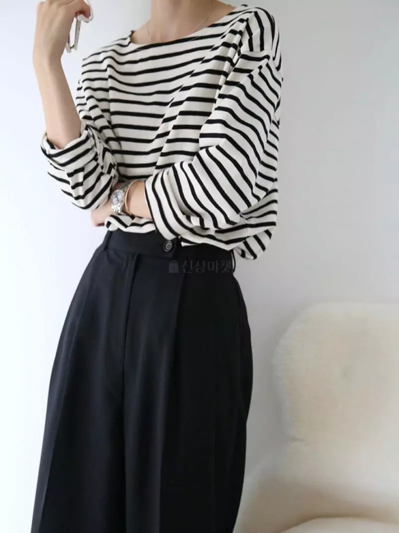 Browns - Korean Women Fashion - #momslook - Classic Stripes Tee - 10