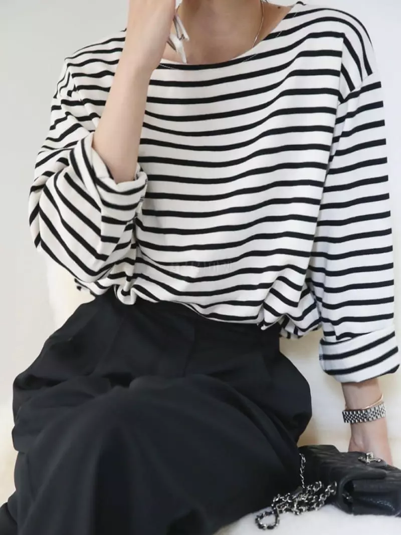 Browns - Korean Women Fashion - #momslook - Classic Stripes Tee - 12