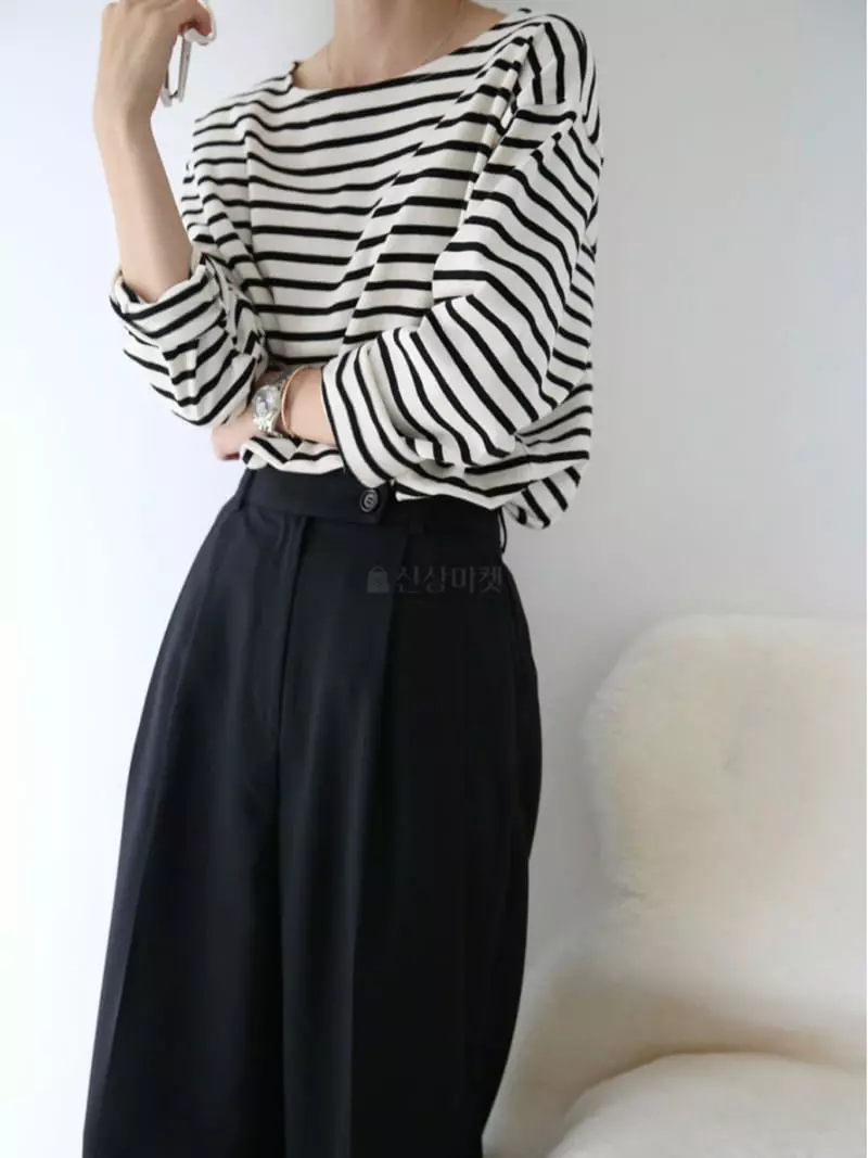 Browns - Korean Women Fashion - #momslook - Classic Stripes Tee - 6
