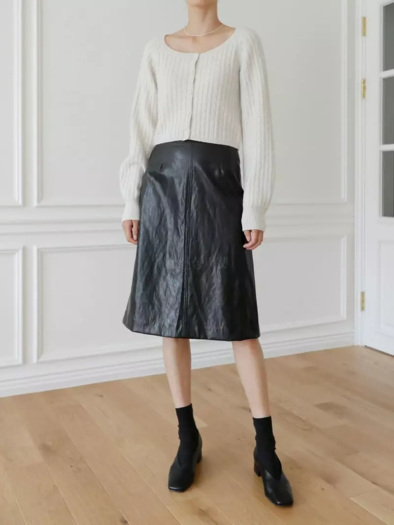 Browns - Korean Women Fashion - #momslook - Crack Leather Skirt - 12