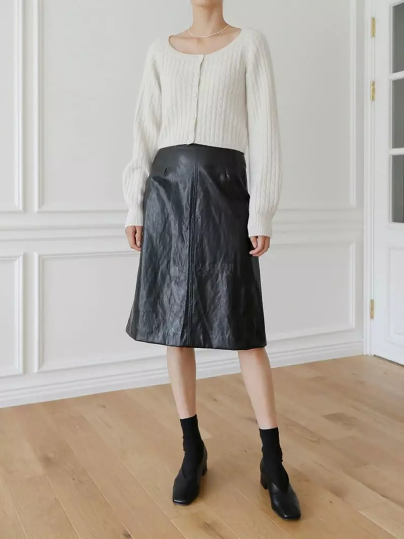 Browns - Korean Women Fashion - #thelittlethings - Crack Leather Skirt - 4