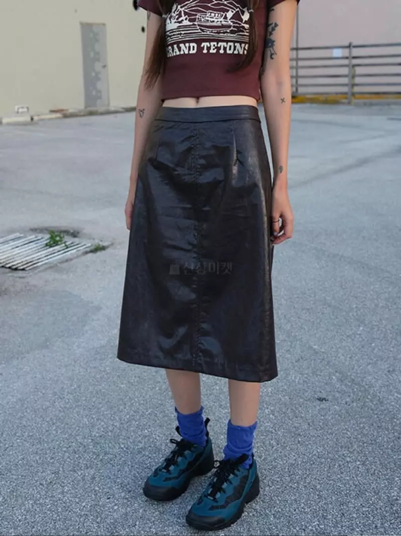 Browns - Korean Women Fashion - #momslook - Crack Leather Skirt - 6