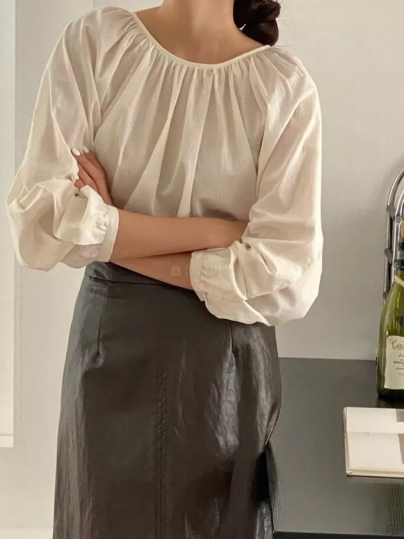 Browns - Korean Women Fashion - #thatsdarling - Fluffy Shirring Blouse - 9