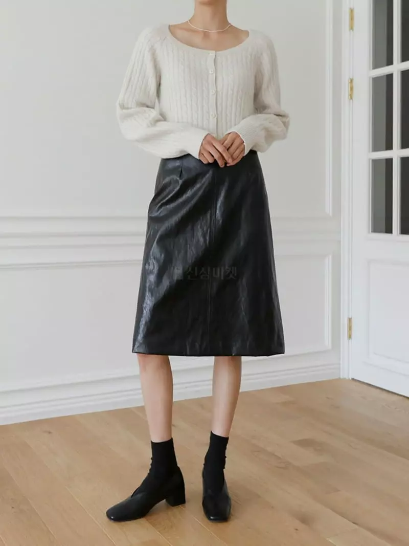 Browns - Korean Women Fashion - #thelittlethings - Crack Leather Skirt - 3