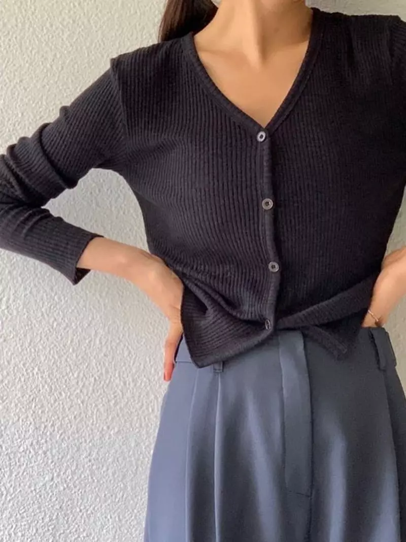 Browns - Korean Women Fashion - #vintageinspired - Dell Rib Cardigan - 2